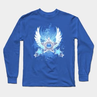 Five silver stars on blue background Long Sleeve T-Shirt